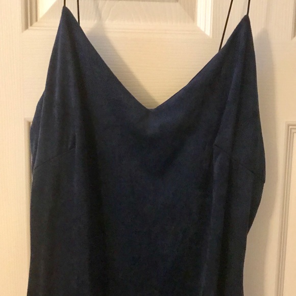 NWT! Navy Blue Suede Midi Dress - Picture 5 of 7